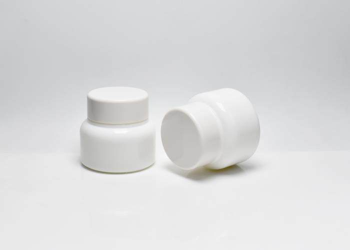 JG-TZ50 50ml Opal White Glass Cosmetic Jars with Screw Lid